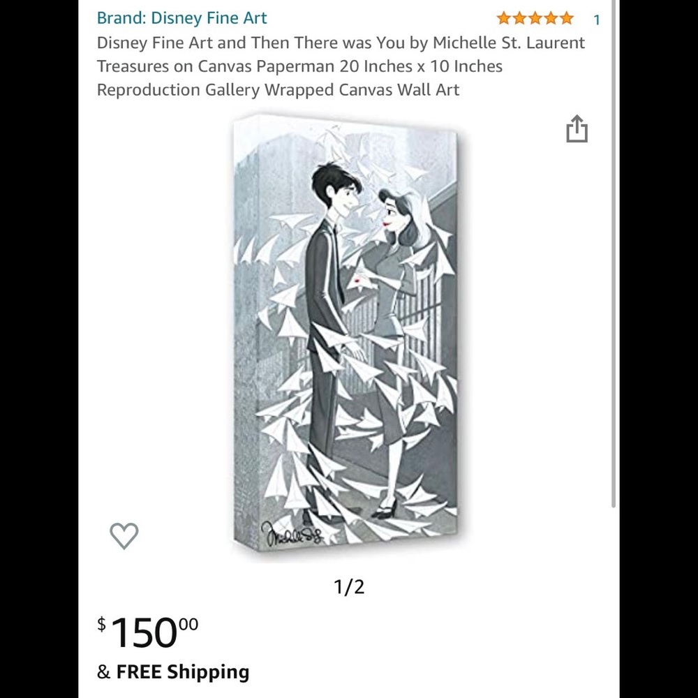 Rare Disney Treasures Pixar Paperman Canvas